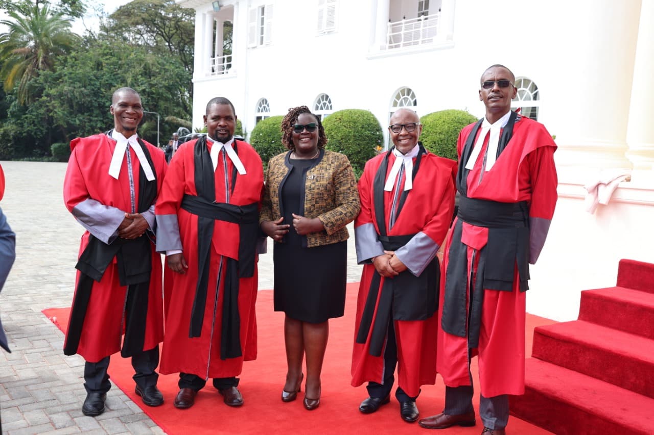 Jacqueline Ingutiah with newly appointed Judges in red robes