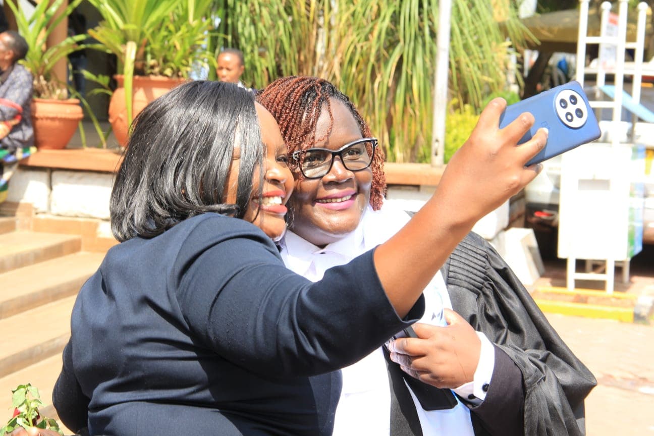 Jacqueline Ingutiah taking a selfie with a colleague