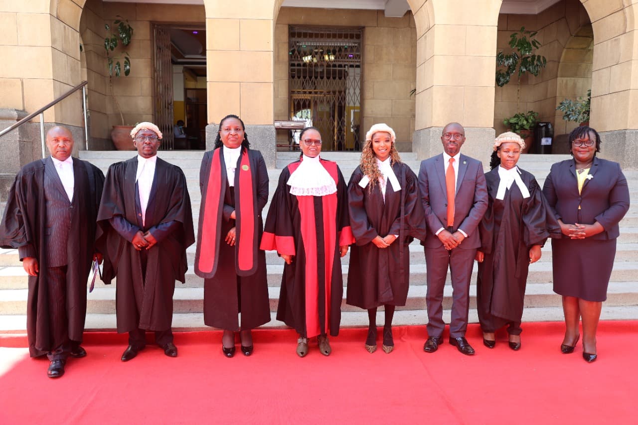 Jacqueline Ingutiah with newly sworn-in Judges on the court steps